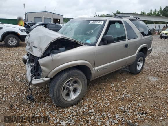 2002 Chevrolet Blazer LS with VIN 1GNCS18W92K112977, listed as a Copart auction lot 58580545 with Not provided miles and Salvage title. Bid and sale history available at DreamBid. Image 1.