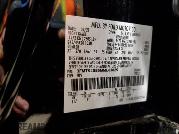 ✅ 2021 Ford Mustang Mach-E GT • VIN: 3FMTK4SE5MME03025 • Лот: 90294015. Опубликован ранее на Copart с пробегом 37 965 миль. Бесплатный доступ к архиву аукционных продаж из США и подробный отчёт об истории автомобиля на DreamBid. Изображение 14.