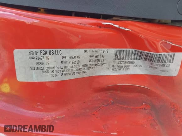 ✅ 2017 FIAT 500 Pop • VIN: 3C3CFFKR4HT508954 • Lot: 42262318. Listed on IAAI with 40,456 mi. Free auction sales archive from the USA and detailed vehicle history report at DreamBid. Image 9.