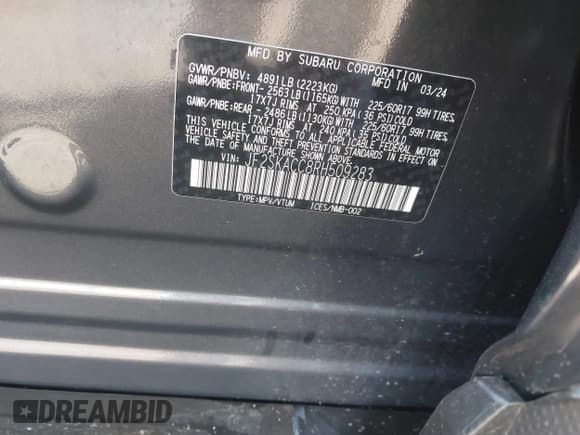 ✅ 2024 Subaru Forester Premium • VIN: JF2SKACC8RH509283 • Lot: 42151924. Listed on IAAI with 10,593 mi. Free auction sales archive from the USA and detailed vehicle history report at DreamBid. Image 9.