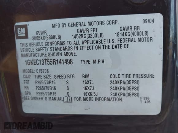 ✅ 2005 GMC Yukon SLT • VIN: 1GKEC13T55R141498 • Lot: 41078315. Wystawiony na IAAI z przebiegiem 274 404 mil. Bezpłatny archiwum sprzedaży aukcyjnych z USA i szczegółowy raport historii pojazdu na DreamBid. Zdjęcie 9.