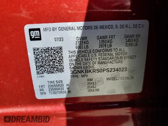 ✅ 2023 Chevrolet Blazer RS • VIN: 3GNKBKRS0PS234023 • Lot: 47880125. Wystawiony na Copart z przebiegiem 16 303 mil. Bezpłatny archiwum sprzedaży aukcyjnych z USA i szczegółowy raport historii pojazdu na DreamBid. Zdjęcie 13.