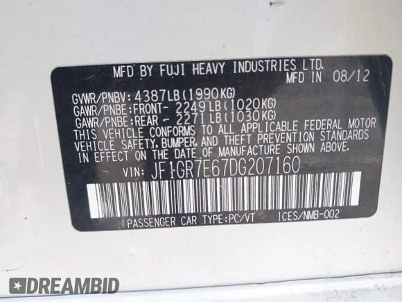 ✅ 2013 Subaru WRX WRX • VIN: JF1GR7E67DG207160 • Lot: 43319958. Wystawiony na IAAI z przebiegiem 170 803 mil. Bezpłatny archiwum sprzedaży aukcyjnych z USA i szczegółowy raport historii pojazdu na DreamBid. Zdjęcie 9.