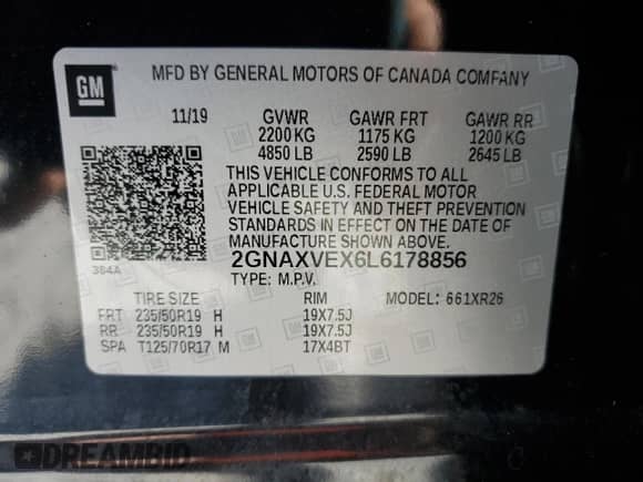 2020 Chevrolet Equinox LT z VIN 2GNAXVEX6L6178856, wystawiony jako Copart lot #91049475 z przebiegiem 44 690 mil mil oraz Szkoda całkowita • Salvage title. Historia ofert i sprzedaży dostępna na DreamBid. Obrazek 12.