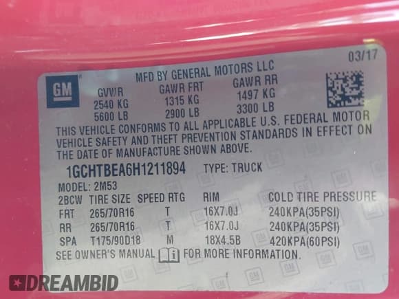 ✅ 2017 Chevrolet Colorado 4WD Work Truck • VIN: 1GCHTBEA6H1211894 • Лот: 41207135. Опубликован ранее на IAAI с пробегом 93 043 миль. Бесплатный доступ к архиву аукционных продаж из США и подробный отчёт об истории автомобиля на DreamBid. Изображение 9.