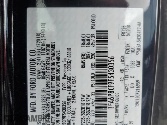 ✅ 2015 Ford Mustang GT • VIN: 1FA6P8CF9F5430356 • Lot: 55227095. Wystawiony na Copart z przebiegiem 58 986 mil. Bezpłatny archiwum sprzedaży aukcyjnych z USA i szczegółowy raport historii pojazdu na DreamBid. Zdjęcie 13.