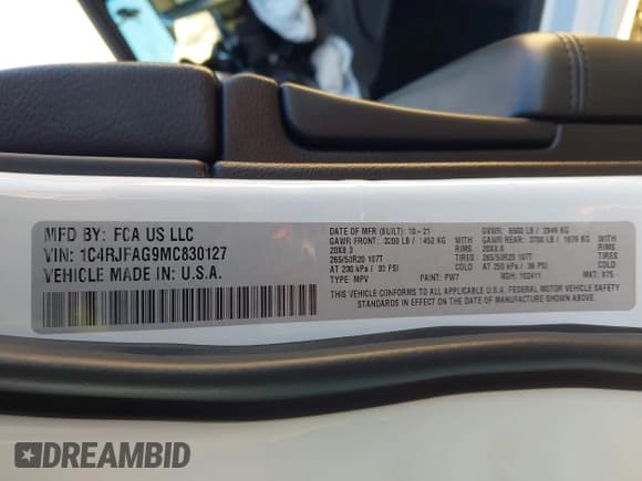 ✅ 2021 Jeep Grand Cherokee Laredo X • VIN: 1C4RJFAG9MC830127 • Lot: 43419903. Listed on IAAI with 85,119 mi. Free auction sales archive from the USA and detailed vehicle history report at DreamBid. Image 9.