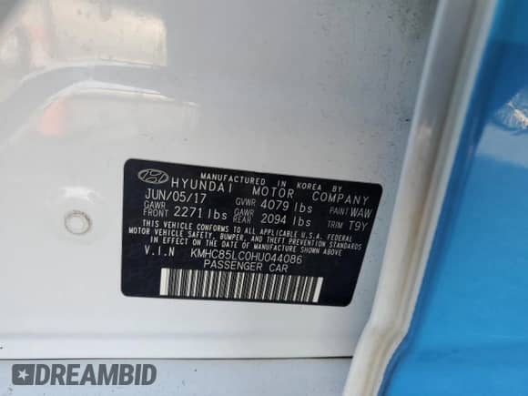 2017 Hyundai Ioniq Limited z VIN KMHC85LC0HU044086, wystawiony jako Copart lot #70186174 z przebiegiem 149 770 mil mil oraz Szkoda całkowita • Salvage title. Historia ofert i sprzedaży dostępna na DreamBid. Obrazek 12.