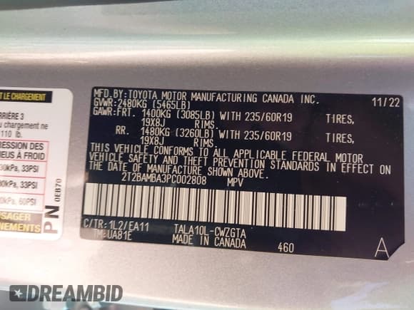 ✅ 2023 Lexus RX 350 • VIN: 2T2BAMBA3PC002808 • Lot: 43353857. Listed on IAAI with 25,176 mi. Free auction sales archive from the USA and detailed vehicle history report at DreamBid. Image 9.