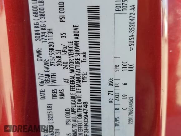 ✅ 2017 Ford F-150 XL • VIN: 1FTEW1CF3HKD94748 • Лот: 83985315. Опубликован ранее на Copart с пробегом 136 002 миль. Бесплатный доступ к архиву аукционных продаж из США и подробный отчёт об истории автомобиля на DreamBid. Изображение 12.