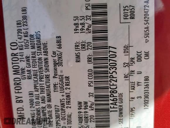 ✅ 2023 Ford Mustang GT • VIN: 1FA6P8CF2P5307077 • Lot: 84570065. Wystawiony na Copart z przebiegiem 19 199 mil. Bezpłatny archiwum sprzedaży aukcyjnych z USA i szczegółowy raport historii pojazdu na DreamBid. Zdjęcie 13.