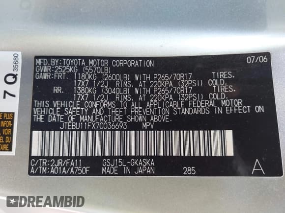 ✅ 2007 Toyota FJ Cruiser • VIN: JTEBU11FX70036693 • Лот: 43486724. Опубликован ранее на IAAI с пробегом 209 671 миль. Бесплатный доступ к архиву аукционных продаж из США и подробный отчёт об истории автомобиля на DreamBid. Изображение 9.