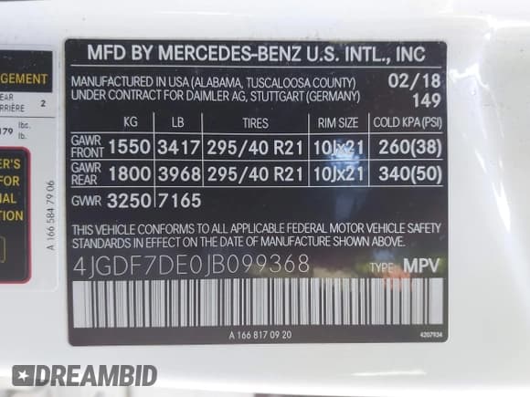 ✅ 2018 Mercedes-Benz GLS 550 • VIN: 4JGDF7DE0JB099368 • Лот: 43435707. Опубликован ранее на IAAI с пробегом 92 337 миль. Бесплатный доступ к архиву аукционных продаж из США и подробный отчёт об истории автомобиля на DreamBid. Изображение 9.