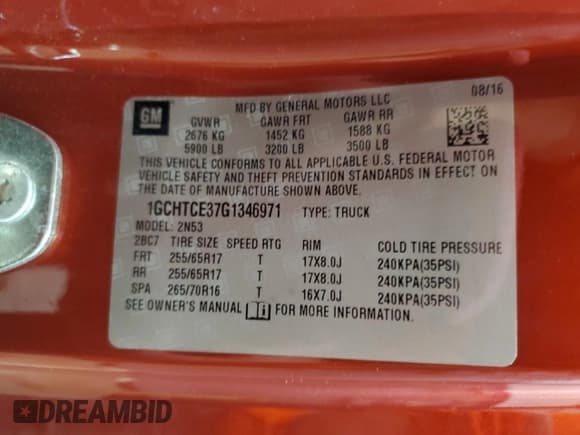 ✅ 2016 Chevrolet Colorado 4WD LT • VIN: 1GCHTCE37G1346971 • Лот: 71545054. Опубликован ранее на Copart с пробегом 63 535 миль. Бесплатный доступ к архиву аукционных продаж из США и подробный отчёт об истории автомобиля на DreamBid. Изображение 12.