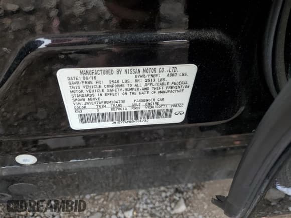 ✅ 2016 Infiniti Q50 Premium • VIN: JN1EV7AP8GM304730 • Лот: 90075685. Опубликован ранее на Copart с пробегом 232 995 миль. Бесплатный доступ к архиву аукционных продаж из США и подробный отчёт об истории автомобиля на DreamBid. Изображение 12.