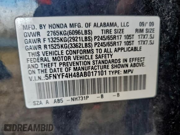 ✅ 2010 Honda Pilot EX • VIN: 5FNYF4H48AB017101 • Лот: 94237245. Опубликован ранее на Copart с пробегом 153 230 миль. Бесплатный доступ к архиву аукционных продаж из США и подробный отчёт об истории автомобиля на DreamBid. Изображение 13.