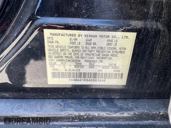 ✅ 2004 Nissan Maxima SL • VIN: 1N4BA41E94C883548 • Lot: 42006917. Wystawiony na IAAI z przebiegiem 158 277 mil. Bezpłatny archiwum sprzedaży aukcyjnych z USA i szczegółowy raport historii pojazdu na DreamBid. Zdjęcie 8.