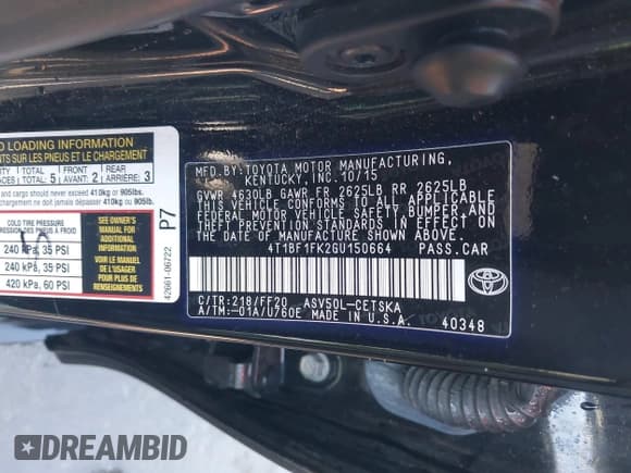 ✅ 2016 Toyota Camry LE • VIN: 4T1BF1FK2GU150664 • Лот: 43238569. Опубликован ранее на IAAI с пробегом 90 777 миль. Бесплатный доступ к архиву аукционных продаж из США и подробный отчёт об истории автомобиля на DreamBid. Изображение 9.