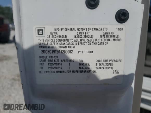 2001 Chevrolet Silverado 1500 LS с VIN 2GCEC19T911209002, выставлен на аукционе Copart как лот 89668405 с пробегом 134 020 миль миль и Списание • Salvage title. История ставок и продаж доступна на DreamBid. Изображение 12.