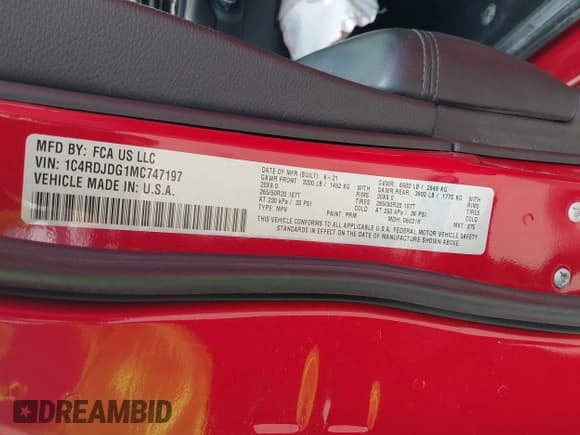 ✅ 2021 Dodge Durango GT Plus • VIN: 1C4RDJDG1MC747197 • Lot: 42592833. Wystawiony na IAAI z przebiegiem 62 782 mil. Bezpłatny archiwum sprzedaży aukcyjnych z USA i szczegółowy raport historii pojazdu na DreamBid. Zdjęcie 9.