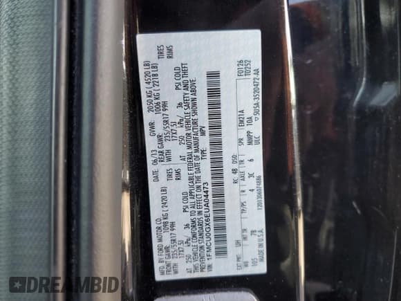 ✅ 2014 Ford Escape SE • VIN: 1FMCU0GX6EUA04473 • Lot: 86302275. Wystawiony na Copart z przebiegiem 68 993 mil. Bezpłatny archiwum sprzedaży aukcyjnych z USA i szczegółowy raport historii pojazdu na DreamBid. Zdjęcie 14.