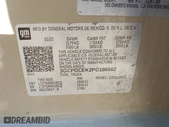 ✅ 2023 Chevrolet Silverado 1500 Custom Trail Boss • VIN: 3GCPDCEK2PG186662 • Lot: 43465666. Wystawiony na IAAI z przebiegiem 62 316 mil. Bezpłatny archiwum sprzedaży aukcyjnych z USA i szczegółowy raport historii pojazdu na DreamBid. Zdjęcie 9.