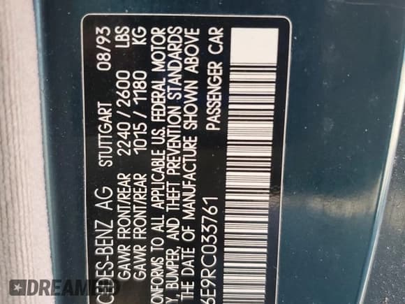 ✅ 1994 Mercedes-Benz E 320 • VIN: WDBEA66E9RC033761 • Лот: 87096145. Опубликован ранее на Copart с пробегом 119 628 миль. Бесплатный доступ к архиву аукционных продаж из США и подробный отчёт об истории автомобиля на DreamBid. Изображение 12.