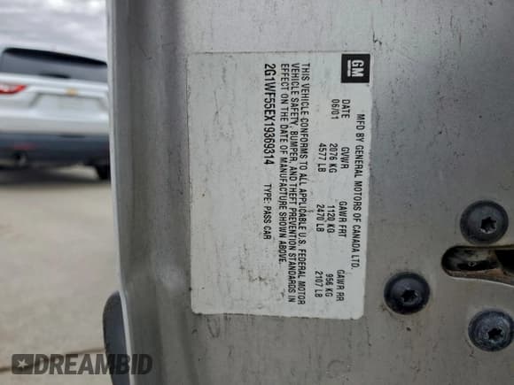 ✅ 2001 Chevrolet Impala • VIN: 2G1WF55EX19369314 • Лот: 94235035. Опубликован ранее на Copart с пробегом 122 154 миль. Бесплатный доступ к архиву аукционных продаж из США и подробный отчёт об истории автомобиля на DreamBid. Изображение 12.