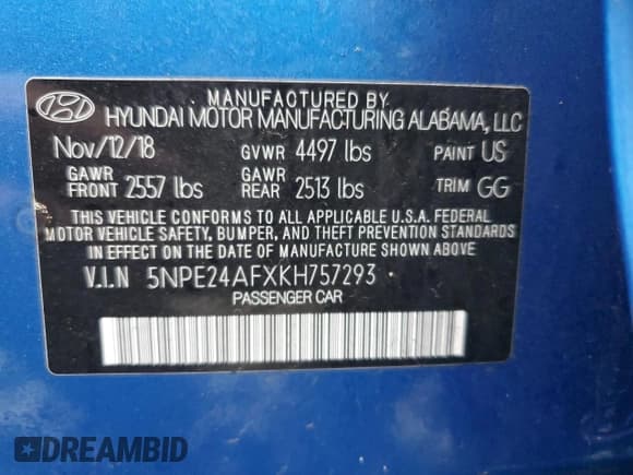 ✅ 2019 Hyundai Sonata SE • VIN: 5NPE24AFXKH757293 • Лот: 38446763. Опубликован ранее на Copart с пробегом 26 458 миль. Бесплатный доступ к архиву аукционных продаж из США и подробный отчёт об истории автомобиля на DreamBid. Изображение 15.