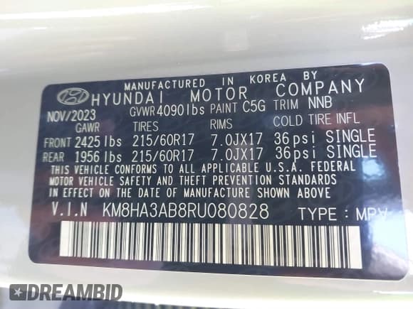 ✅ 2024 Hyundai Kona SE • VIN: KM8HA3AB8RU080828 • Lot: 41598769. Listed on IAAI with 3,654 mi. Free auction sales archive from the USA and detailed vehicle history report at DreamBid. Image 9.