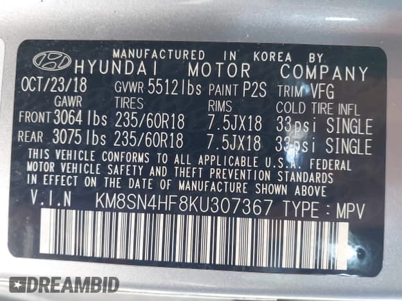 ✅ 2019 Hyundai Santa Fe SE • VIN: KM8SN4HF8KU307367 • Лот: 43705696. Опубликован ранее на IAAI с пробегом 110 722 миль. Бесплатный доступ к архиву аукционных продаж из США и подробный отчёт об истории автомобиля на DreamBid. Изображение 9.