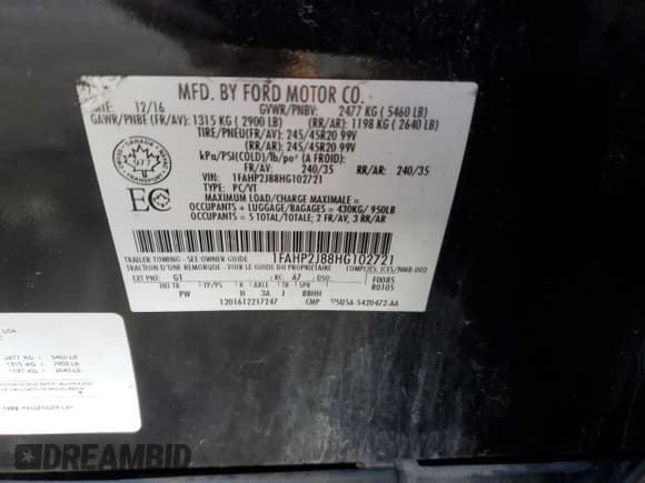 ✅ 2017 Ford Taurus Limited • VIN: 1FAHP2J88HG102721 • Lot: 77889724. Wystawiony na Copart z przebiegiem 108 224 mil. Bezpłatny archiwum sprzedaży aukcyjnych z USA i szczegółowy raport historii pojazdu na DreamBid. Zdjęcie 12.