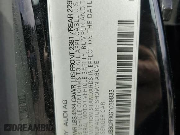 ✅ 2016 Audi A3 Premium • VIN: WAUB8GFFXG1039833 • Lot: 82390185. Wystawiony na Copart z przebiegiem 99 559 mil. Bezpłatny archiwum sprzedaży aukcyjnych z USA i szczegółowy raport historii pojazdu na DreamBid. Zdjęcie 12.