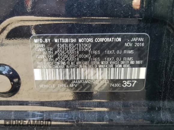 2017 Mitsubishi Outlander SE с VIN JA4AR3AW2HZ019133, выставлен на аукционе Copart как лот 80622805 с пробегом 94 498 миль миль и Списание • Salvage title. История ставок и продаж доступна на DreamBid. Изображение 12.