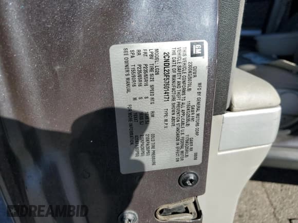 ✅ 2007 Chevrolet Equinox LS • VIN: 2CNDL23F576014171 • Лот: 91071575. Опубликован ранее на Copart с пробегом Не указан. Бесплатный доступ к архиву аукционных продаж из США и подробный отчёт об истории автомобиля на DreamBid. Изображение 12.