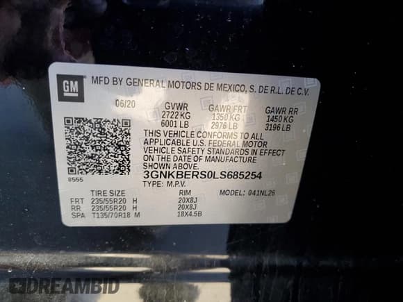 ✅ 2020 Chevrolet Blazer RS • VIN: 3GNKBERS0LS685254 • Lot: 79552634. Listed on Copart with 77,681 mi. Free auction sales archive from the USA and detailed vehicle history report at DreamBid. Image 13.