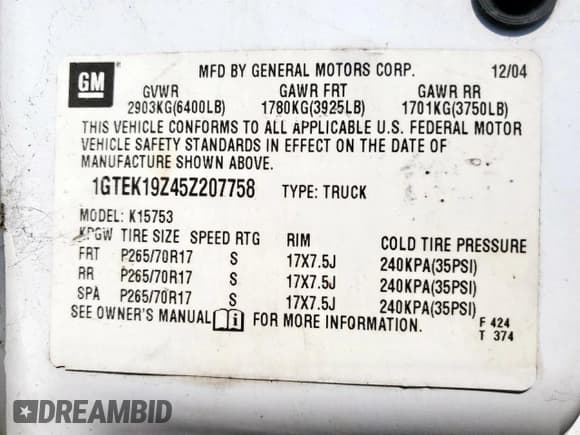 ✅ 2005 GMC Sierra 1500 SLE • VIN: 1GTEK19Z45Z207758 • Lot: 81282475. Wystawiony na Copart z przebiegiem 391 568 mil. Bezpłatny archiwum sprzedaży aukcyjnych z USA i szczegółowy raport historii pojazdu na DreamBid. Zdjęcie 12.