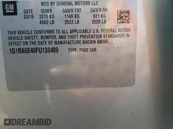 ✅ 2015 Chevrolet Volt • VIN: 1G1RA6E48FU130489 • Lot: 44204624. Wystawiony na Copart z przebiegiem 88 500 mil. Bezpłatny archiwum sprzedaży aukcyjnych z USA i szczegółowy raport historii pojazdu na DreamBid. Zdjęcie 14.