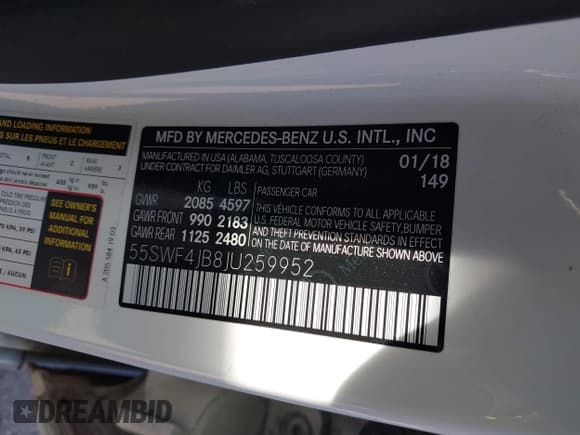 ✅ 2018 Mercedes-Benz C 300 • VIN: 55SWF4JB8JU259952 • Lot: 43535990. Wystawiony na IAAI z przebiegiem 135 066 mil. Bezpłatny archiwum sprzedaży aukcyjnych z USA i szczegółowy raport historii pojazdu na DreamBid. Zdjęcie 9.