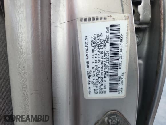 ✅ 2001 Toyota Corolla LE • VIN: 1NXBR12E41Z523024 • Lot: 91996665. Wystawiony na Copart z przebiegiem 226 702 mil. Bezpłatny archiwum sprzedaży aukcyjnych z USA i szczegółowy raport historii pojazdu na DreamBid. Zdjęcie 12.