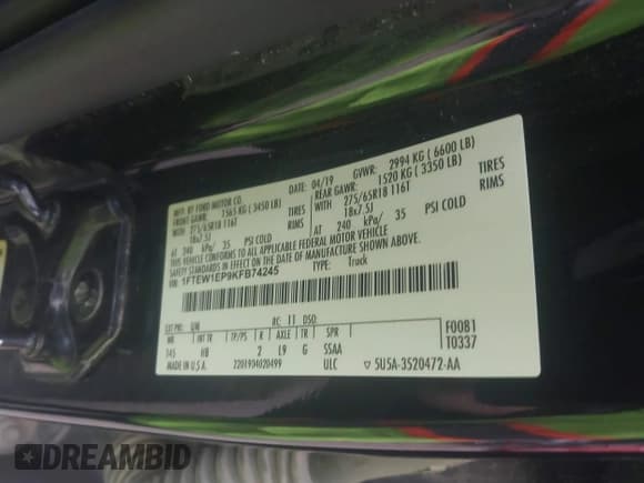 ✅ 2019 Ford F-150 XL • VIN: 1FTEW1EP9KFB74245 • Lot: 41006049. Wystawiony na IAAI z przebiegiem 118 508 mil. Bezpłatny archiwum sprzedaży aukcyjnych z USA i szczegółowy raport historii pojazdu na DreamBid. Zdjęcie 9.