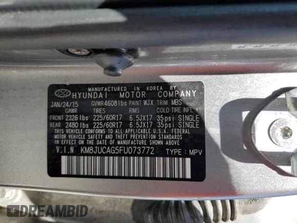 2015 Hyundai Tucson SE z VIN KM8JUCAG5FU073772, wystawiony jako Copart lot #65046013 z przebiegiem 113 705 mil mil oraz . Historia ofert i sprzedaży dostępna na DreamBid. Obrazek 13.