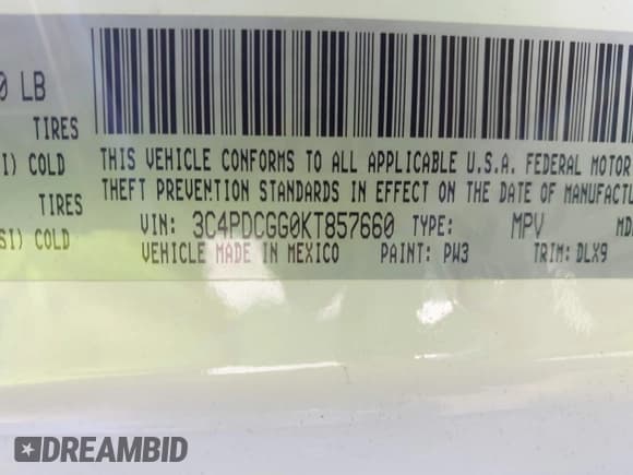 ✅ 2019 Dodge Journey Crossroad • VIN: 3C4PDCGG0KT857660 • Lot: 43438473. Wystawiony na IAAI z przebiegiem 118 863 mil. Bezpłatny archiwum sprzedaży aukcyjnych z USA i szczegółowy raport historii pojazdu na DreamBid. Zdjęcie 9.