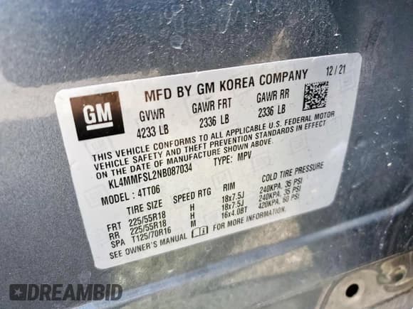 ✅ 2022 Buick Encore GX Essence • VIN: KL4MMFSL2NB087034 • Lot: 67167565. Listed on Copart with 78,804 mi. Free auction sales archive from the USA and detailed vehicle history report at DreamBid. Image 12.