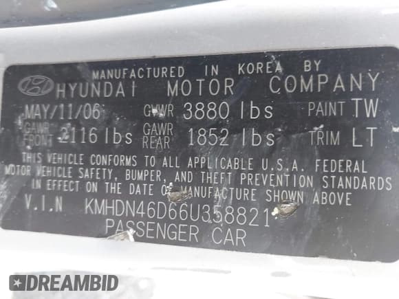 ✅ 2006 Hyundai Elantra GLS • VIN: KMHDN46D66U358821 • Lot: 42697079. Wystawiony na IAAI z przebiegiem 180 545 mil. Bezpłatny archiwum sprzedaży aukcyjnych z USA i szczegółowy raport historii pojazdu na DreamBid. Zdjęcie 9.