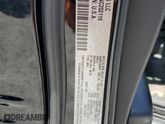 2022 Dodge Durango Pursuit z VIN 1C4SDJFT9NC202118, wystawiony jako Copart lot #57914655 z przebiegiem 70 882 mil mil oraz Szkoda całkowita • Salvage title. Historia ofert i sprzedaży dostępna na DreamBid. Obrazek 14.