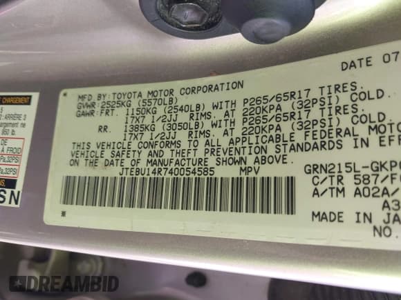 ✅ 2004 Toyota 4Runner SR5 Sport • VIN: JTEBU14R740054585 • Лот: 43833736. Опубликован ранее на IAAI с пробегом 143 108 миль. Бесплатный доступ к архиву аукционных продаж из США и подробный отчёт об истории автомобиля на DreamBid. Изображение 9.