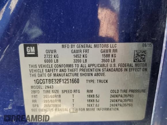 ✅ 2015 Chevrolet Colorado 4WD LT • VIN: 1GCGTBE32F1251660 • Лот: 53435284. Опубликован ранее на Copart с пробегом 163 332 миль. Бесплатный доступ к архиву аукционных продаж из США и подробный отчёт об истории автомобиля на DreamBid. Изображение 12.