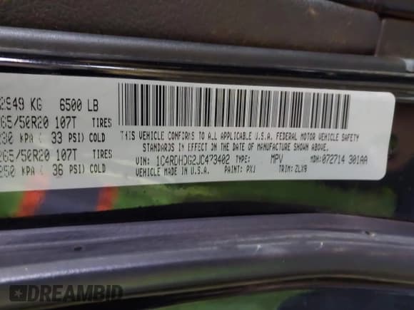 ✅ 2018 Dodge Durango GT • VIN: 1C4RDHDG2JC473402 • Lot: 41453437. Listed on IAAI with 182,411 mi. Free auction sales archive from the USA and detailed vehicle history report at DreamBid. Image 9.