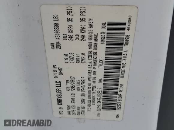 ✅ 2008 Dodge 1500 ST • VIN: 1D7HA16K48J132317 • Лот: 62640044. Размещён на Copart с пробегом 176 215 миль миль. Получите бесплатный доступ к архиву аукционных продаж из США и посмотрите подробный отчёт об истории автомобиля на DreamBid. Изображение 14.